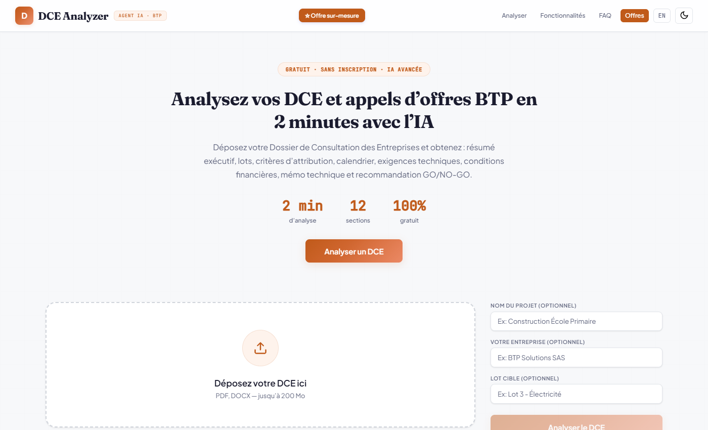 AnalyseurDCE — analyse automatique d'appels d'offres BTP