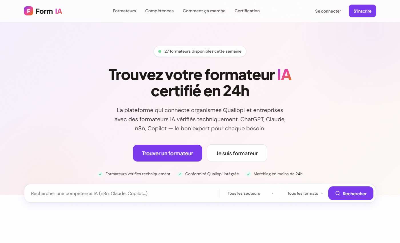 FormIA — marketplace de formateurs IA certifiés